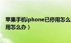 苹果手机iphone已停用怎么办解决（苹果手机iphone已停用怎么办）