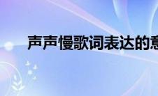 声声慢歌词表达的意思（声声慢歌词）