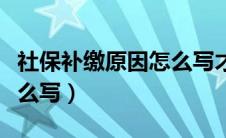 社保补缴原因怎么写才正确（社保补缴原因怎么写）