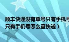 顺丰快递没有单号只有手机号怎么查询（顺丰没有快递单号只有手机号怎么查快递）