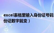 excel表格里输入身份证号码为什么会变（excel表格输入身份证数字就变）