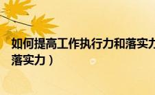 如何提高工作执行力和落实力论文（如何提高工作执行力和落实力）