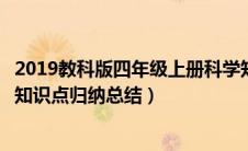 2019教科版四年级上册科学知识点（教科版四年级上册科学知识点归纳总结）