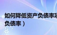 如何降低资产负债率项目处理（如何降低资产负债率）