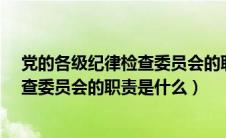 党的各级纪律检查委员会的职责是什么?（党的各级纪律检查委员会的职责是什么）