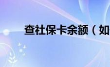 查社保卡余额（如何查社保卡余额）