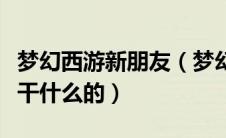 梦幻西游新朋友（梦幻西游中老朋友序列号是干什么的）