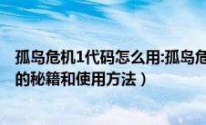 孤岛危机1代码怎么用:孤岛危机1秘籍怎么用（求孤岛危机1的秘籍和使用方法）