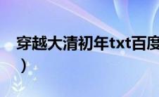 穿越大清初年txt百度云（穿越大清初年简介）