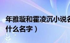 年雅璇和霍凌沉小说名（年雅璇霍凌沉小说叫什么名字）