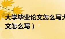 大学毕业论文怎么写大专的论文（大学毕业论文怎么写）