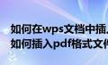 如何在wps文档中插入pdf文件内容（wps中如何插入pdf格式文件）