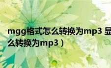 mgg格式怎么转换为mp3 显示不支持怎么办（mgg格式怎么转换为mp3）