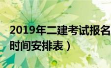 2019年二建考试报名时间（2019年二建考试时间安排表）