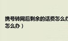 携号转网后剩余的话费怎么办（携号转网后原网多余的话费怎么办）