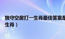 独守空房打一生肖最佳答案是什么打一数字（独守空房打一生肖）