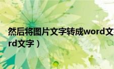 然后将图片文字转成word文字（如何把图片文字转换成word文字）