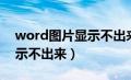 word图片显示不出来怎么办（word图片显示不出来）