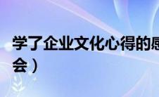 学了企业文化心得的感受（学习企业文化的体会）