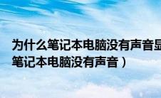 为什么笔记本电脑没有声音显示无法找到输出设备（为什么笔记本电脑没有声音）