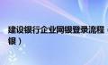 建设银行企业网银登录流程（建设银行网上银行登录企业网银）