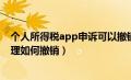 个人所得税app申诉可以撤销吗（个人所得税app申诉已受理如何撤销）