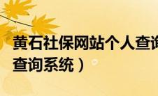 黄石社保网站个人查询（黄石市社保个人账户查询系统）