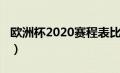 欧洲杯2020赛程表比分（欧洲杯2020赛程表）