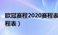 欧冠赛程2020赛程表决赛（欧冠赛程2020赛程表）