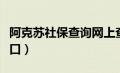 阿克苏社保查询网上查询（阿克苏社保查询入口）