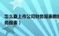 怎么查上市公司财务报表数据并导出（怎么查上市公司的财务报表）