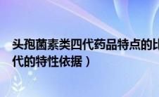 头孢菌素类四代药品特点的比较（头孢菌素类药物划分为四代的特性依据）