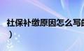 社保补缴原因怎么写的（社保补缴原因怎么写）