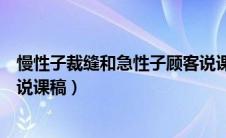 慢性子裁缝和急性子顾客说课禞（慢性子裁缝和急性子顾客说课稿）