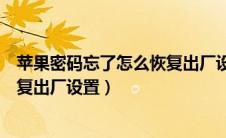 苹果密码忘了怎么恢复出厂设置手机（苹果密码忘了怎么恢复出厂设置）