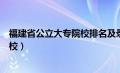 福建省公立大专院校排名及录取分数线（福建省公立大专院校）