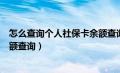 怎么查询个人社保卡余额查询不了（怎么查询个人社保卡余额查询）