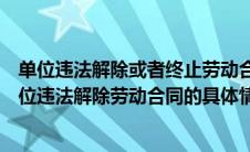 单位违法解除或者终止劳动合同的应当依照劳动合同法（单位违法解除劳动合同的具体情形）