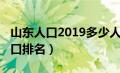 山东人口2019多少人（山东人口2019总人数口排名）