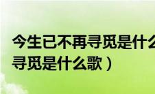 今生已不再寻觅是什么歌的歌词（今生已不再寻觅是什么歌）