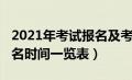 2021年考试报名及考试时间（2021年考试报名时间一览表）