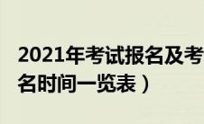 2021年考试报名及考试时间（2021年考试报名时间一览表）