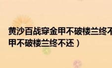 黄沙百战穿金甲不破楼兰终不还在哪里写的（黄沙百战穿金甲不破楼兰终不还）