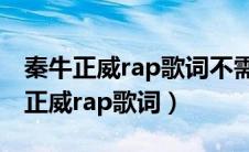 秦牛正威rap歌词不需要糖和玫瑰视频（秦牛正威rap歌词）