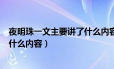 夜明珠一文主要讲了什么内容和情感（夜明珠一文主要讲了什么内容）