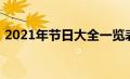 2021年节日大全一览表（2021节日一览表）