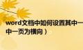 word文档中如何设置其中一页为横向（word中怎么设置其中一页为横向）