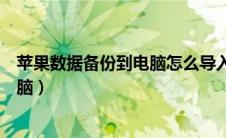 苹果数据备份到电脑怎么导入到新手机（苹果数据备份到电脑）