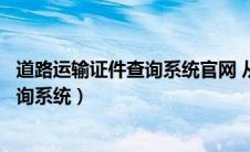 道路运输证件查询系统官网 从业资格（道路运输证件信息查询系统）