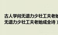 古人学问无遗力少壮工夫老始成全诗书法颜真卿（古人学问无遗力少壮工夫老始成全诗）